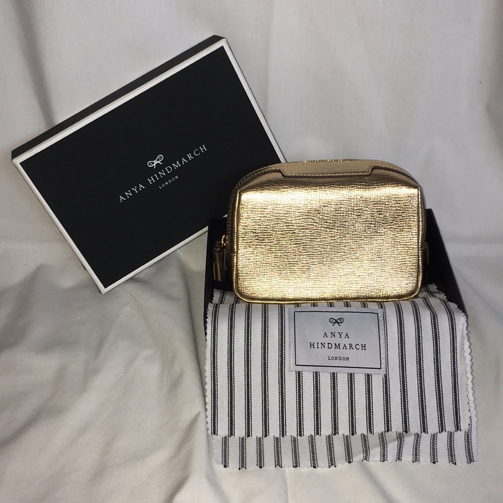 Anya Hinmarch Gold Leather Pouch